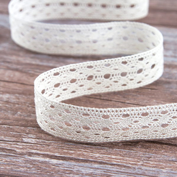 Мерсеризованное хлопковое кружево, 26 мм, шампань. Арт 2131/72