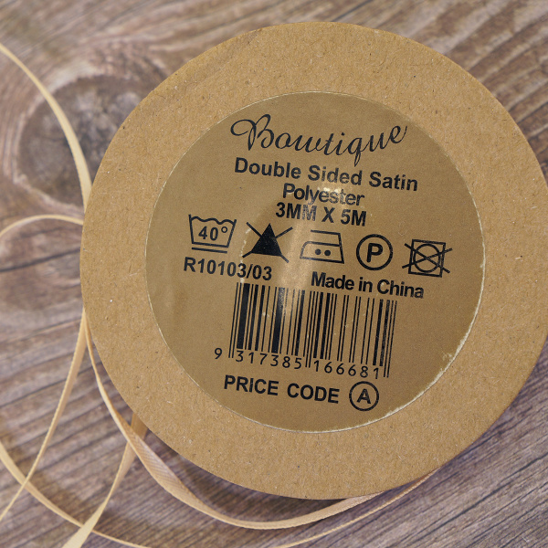 Лента атласная на картонной катушке, цвет золотой. Арт R10103/03