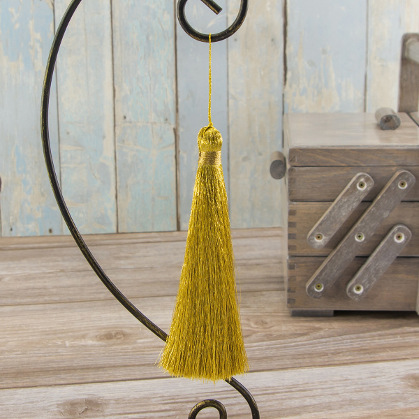 Кисть декоративная на шнуре, длина 150 мм, цвет золотой. Арт KYL - 04-col.Golden