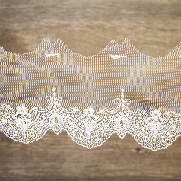 Кружево-вышивка на тюле, 50 мм, 14,6 м. Арт 41806/01