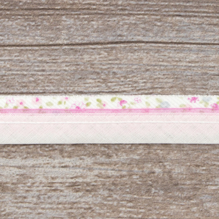 Косая бейка с фестонным краем, 18 мм, цвет бело-розовый. Арт 243986/1
