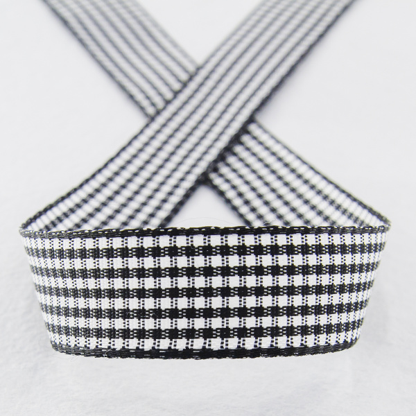 Лента с рисунком клетка SAFISA, 15 мм, 25 м, цвет 01, черный. Арт 466-15мм-01             