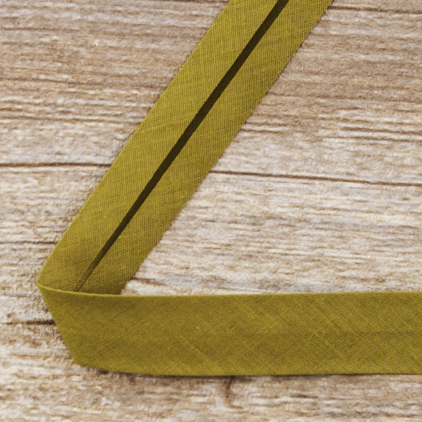 Косая бейка хлопок/полиэстер 20 мм, 25 м, цвет 67, серо-зеленый темный. Арт 6120-20мм-67            