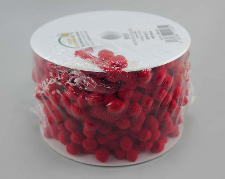 Тесьма с помпонами MATSA цвет красный. Арт 96924/1513