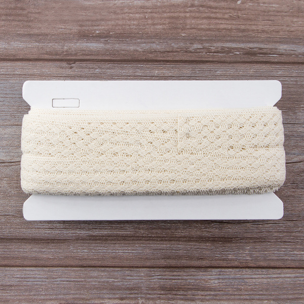 Мерсеризованное хлопковое кружево, 35 мм, шампань. Арт 2129/72