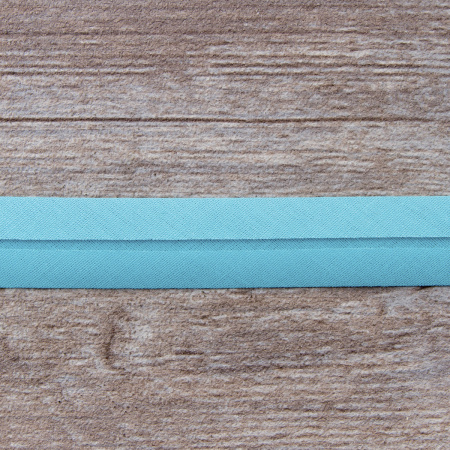 Косая бейка хлопок/полиэстер 20 мм, 25 м, цвет 131, светло-бирюзовый. Арт 6120-20мм-131           