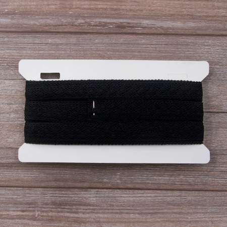 Мерсеризованное хлопковое кружево, 20 мм, цвет черный. Арт 2020/14