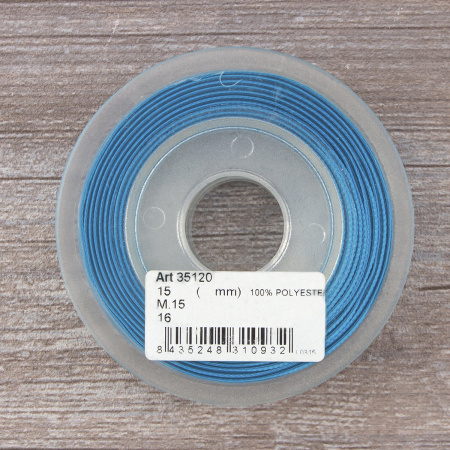 Лента репсовая SAFISA рисунок "звездочки", 15 мм, 15 м, цвет 16, бирюзовый. Арт 35120-15мм-16
