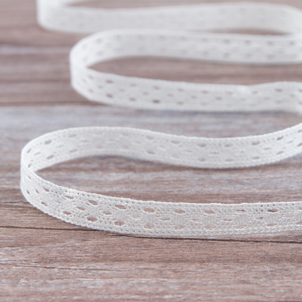 Мерсеризованное хлопковое кружево, 16 мм, белый. Арт 2130/01