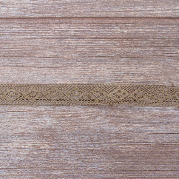 Мерсеризованное хлопковое кружево, 25 мм, цвет темно-бежевый. Арт 2024/5T