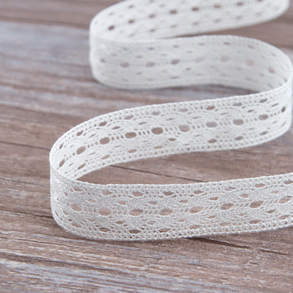 Мерсеризованное хлопковое кружево, 26 мм, белый. Арт 2131/01