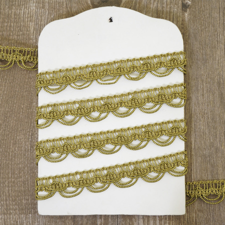 Тесьма PEGA декоративная, золотистый люрекс, 16 мм. Арт 881443316W7003          