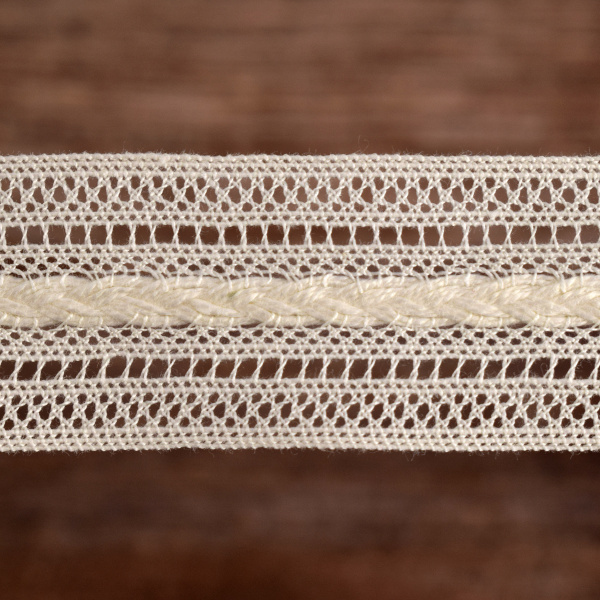Мерсеризованное хлопковое кружево, 26 мм, цвет шампань. Арт 2178/72