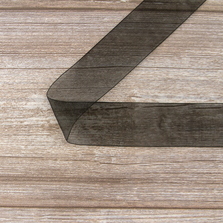 Лента органза SAFISA мини-рулон, 39 мм, 2 м, цвет 01, черный. Арт P00520-39мм-01          