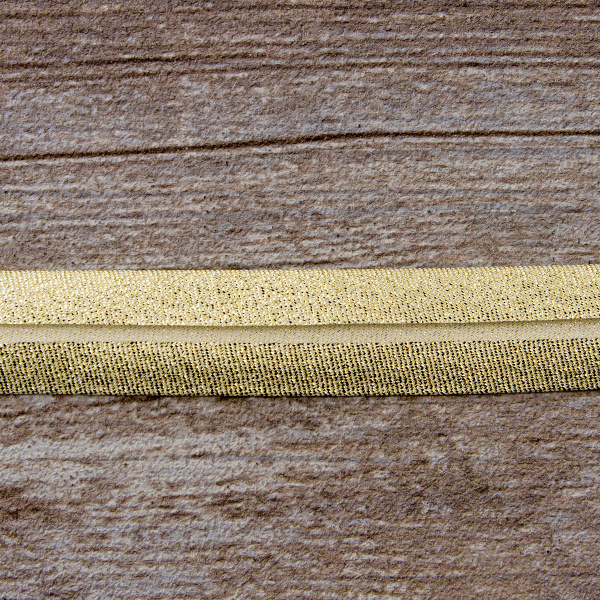 Косая бейка металлик, 20 мм, 20 м, цвет 02, золотой, 80% полиэстр, 20% люрекс  . Арт 6291-20мм-02            