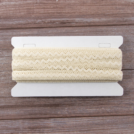 Мерсеризованное хлопковое кружево, 16 мм, цвет сливочный. Арт 2066/02