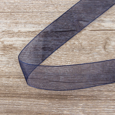 Лента органза SAFISA мини-рулон, 25 мм, 2,5 м, цвет 15, темно-серый. Арт P00520-25мм-15          