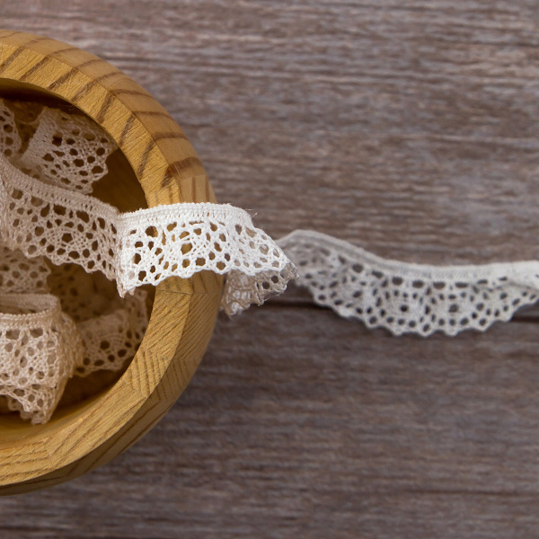 Кружево мерсеризованное эластичное, 13 мм, цвет белый. Арт E041/01                 