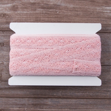 Мерсеризованное хлопковое кружево, 35 мм, цвет розовый. Арт 2223/06