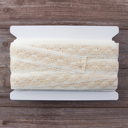 Мерсеризованное хлопковое кружево, 35 мм, цвет шампань. Арт 2223/18