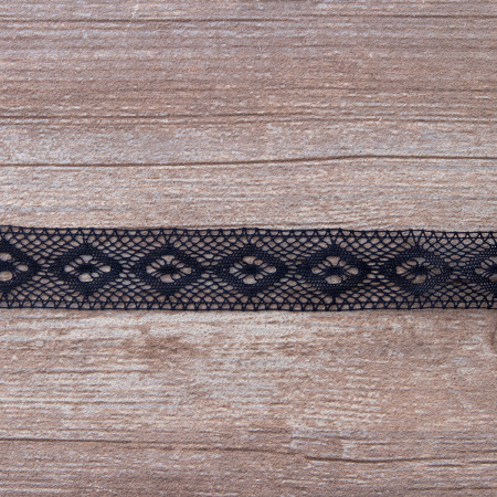 Мерсеризованное хлопковое кружево, 25 мм, цвет темно-синий. Арт 2024/9S