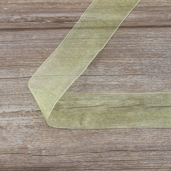 Лента органза SAFISA мини-рулон, 39 мм, 2 м, цвет 25, зеленый. Арт P00520-39мм-25          