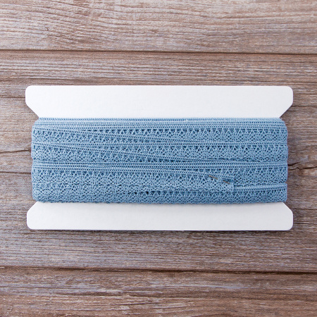 Мерсеризованное хлопковое кружево, 12 мм, цвет темно-голубой. Арт 3267/F4                 