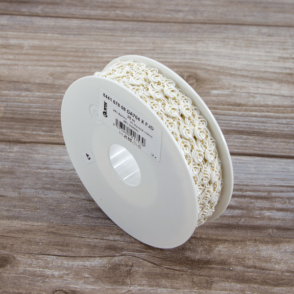 Тесьма PEGA тип отделочная, цвет белый,  8 мм. Арт 844167808DA704          