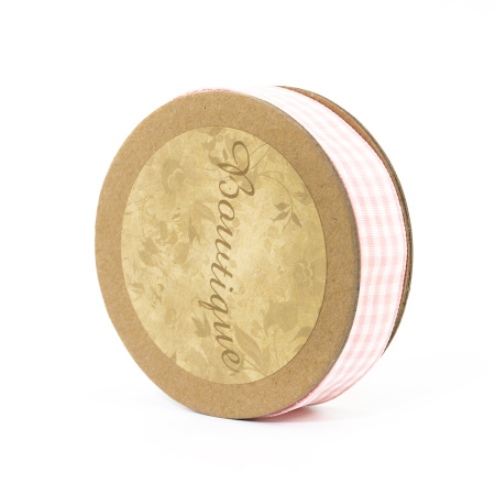 Лента с рисунком на картонной катушке "Клетка", цвет розовый. Арт R13115/123