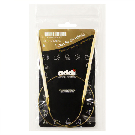 Спицы, круговые, бамбук addiNature BAMBOO №5, 60 см. Арт 555-7/5-60