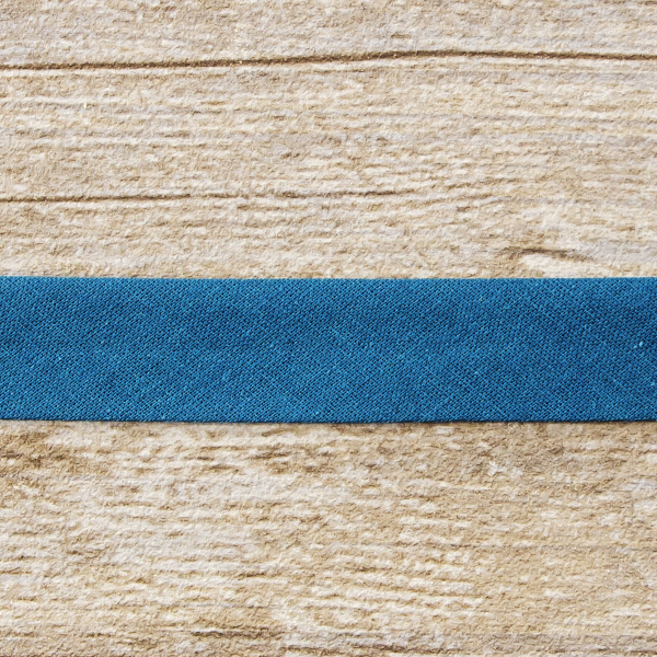 Косая бейка хлопок/полиэстер 20 мм, 25 м, цвет 79, морская волна. Арт 6120-20мм-79            