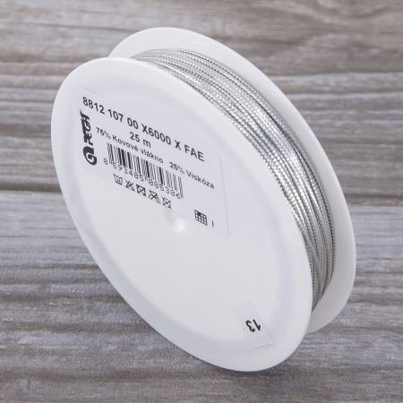 Шнур металлизированный, 1 мм, цвет серебристый. Арт 881210700X6000          