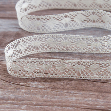Мерсеризованное хлопковое кружево, 19 мм, шампань. Арт 2117/72