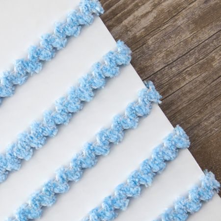 Резинка декоративная "шенилл" 9,2 мм, цвет голубой. Арт 1313/52