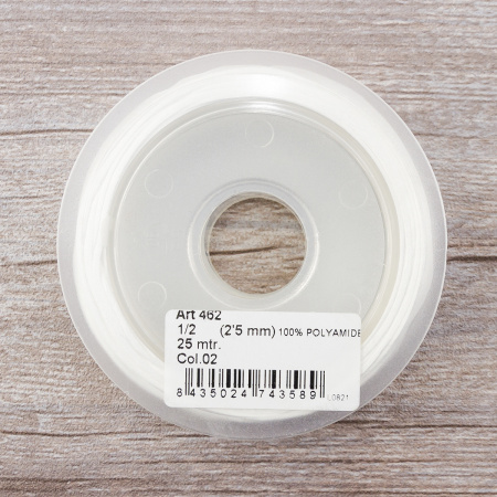 Шнур атласный SAFISA 2 мм, 25 м, цвет 02, белый. Арт 462-02                  