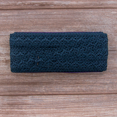 Мерсеризованное хлопковое кружево, 20 мм, цвет серо-синий. Арт 3037/75                 