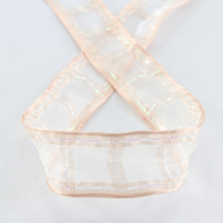 Лента органза "с памятью" SAFISA, 25 мм, 15 м цвет 83, чайная роза. Арт 25256-25мм-83           