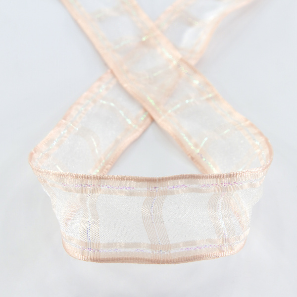 Лента органза "с памятью" SAFISA, 25 мм, 15 м цвет 83, чайная роза. Арт 25256-25мм-83           