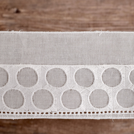 Шитье-вышивка на батисте, прошва, 55 мм, цвет белый. Арт 37249/B