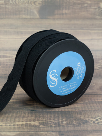 Тесьма киперная SAFISA, 40 мм, 25 м, цвет 01, черный. Арт 0270-40мм-01