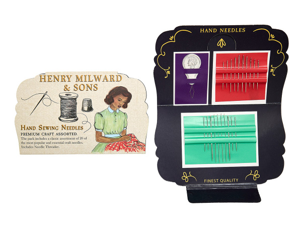 Набор игл для шитья и рукоделия, 2 вида, 40 шт. в картонном прикассовом стенде. Арт C003.2511409