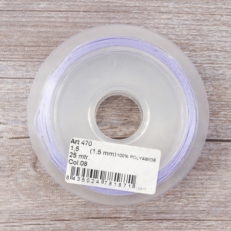 Шнур атласный SAFISA 1,5 мм, 25 м, цвет 08, сиреневый. Арт 470-08                  