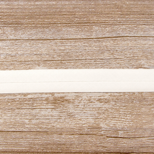 Косая бейка хлопок, 20 мм, 25 м, цвет 02, цвет белый. Арт 6600-20мм-02