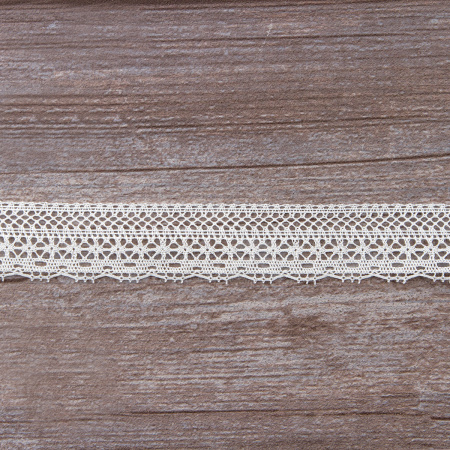 Мерсеризованное хлопковое кружево, 26 мм, белый. Арт 2119/01