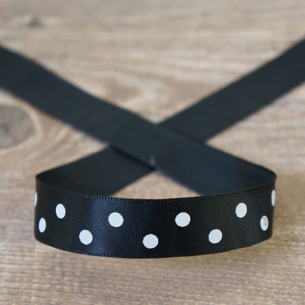 Лента атласная на картонной мини-катушке "Горошек". Арт R14115/030