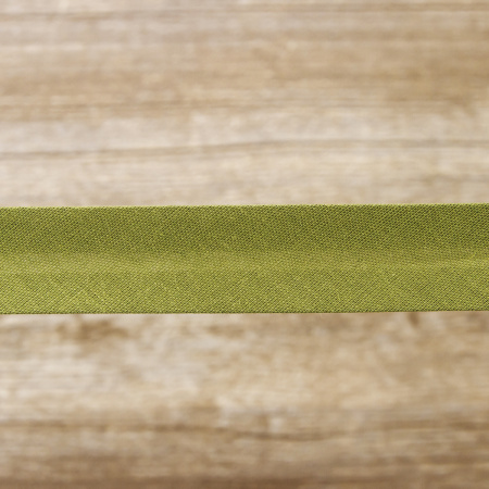 Косая бейка хлопок/полиэстер 20 мм, 25 м, цвет 28, защитный. Арт 6120-20мм-28            