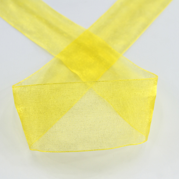 Лента органза SAFISA мини-рулон, 39 мм, 2 м, цвет 32, желтый. Арт P00520-39мм-32          