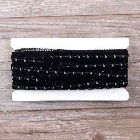 Мерсеризованное хлопковое кружево, 15 мм, черный. Арт 2150/14