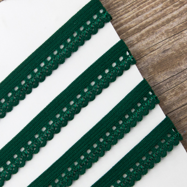 Резинка отделочная ажурная, цвет зеленый. Арт 12404/5038