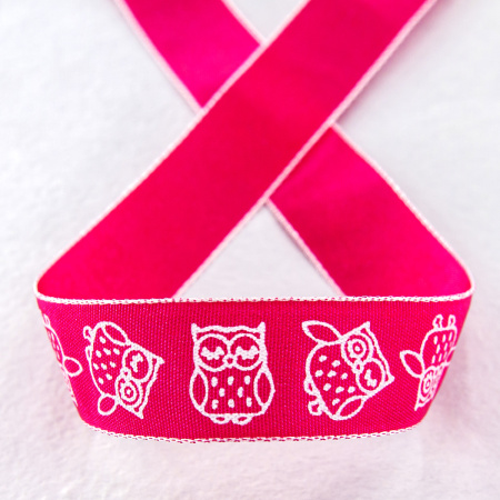 Лента с рисунком SAFISA, 15 мм, 15 м, цвет 20, фуксия. Арт 35117-15мм-20